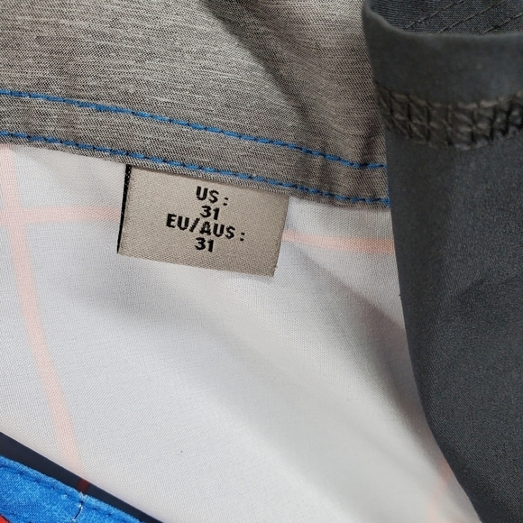 Quiksilver Waterman Blue Red Hybrid 9” Trunks Board Shorts Drawstrings Mens 31 - Picture 10 of 12